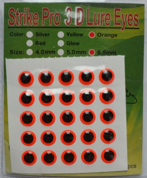 Объемные глаза наклейки оранжевые 6.5 мм Strike Pro 3D Lure Eyes - Интернет-магазин товаров для рыбалки «Академiя Рыбалки»